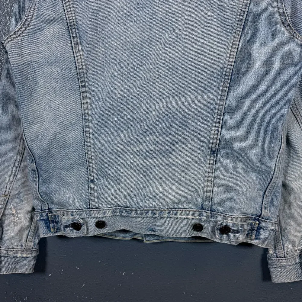 Levi’s S men’s blue denim distressed light jacket bomber
